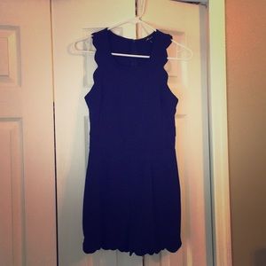 Navy Scalloped Romper